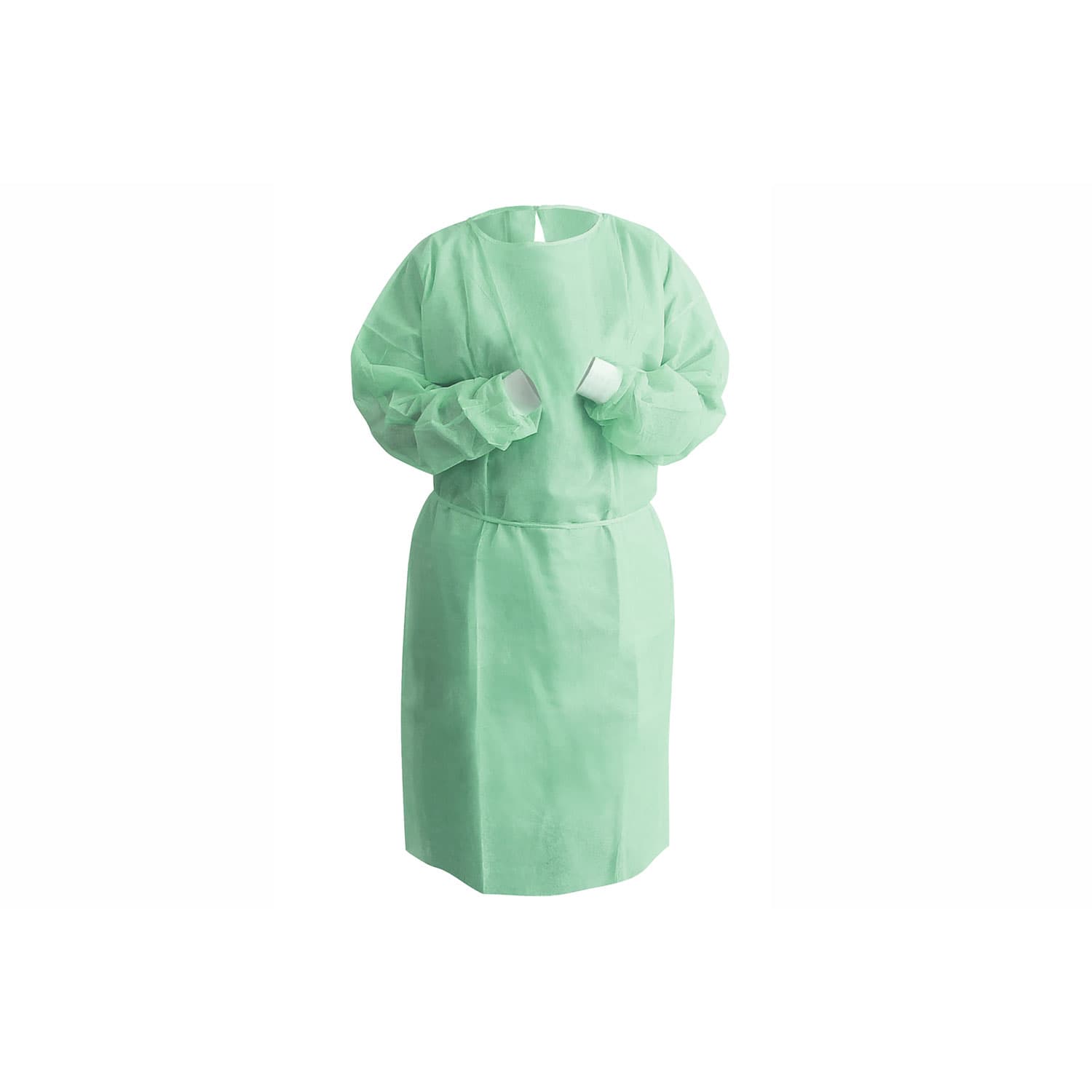 Top Quality Manufacturing Tie Back Isolation Gown, Regular, Green, 10/Bag - Top Quality Manufacturing Tie Back Isolation Gown, Regular, Green, 10/Bag - Image 1