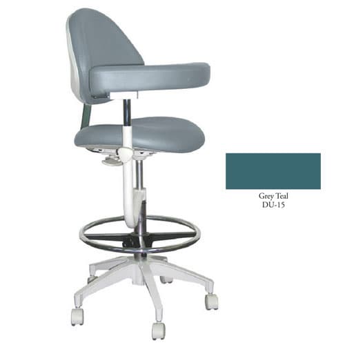 Mirage Assistant's Stool with Abdominal Support, Grey Teal, Adjustable Height 22"-29", 5-Leg Base - Mirage Assistant's Stool - Grey Teal Color. Featuring Abdominal Support - Image 1