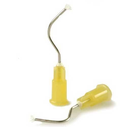 Ultradent Metal Dento-Infusor Tips, Yellow, Pre-Bent, Luer Lock, 20/Pk, 122 - Metal Dento-Infusor Tips, Yellow, 20/Pk, 122 - Image 1