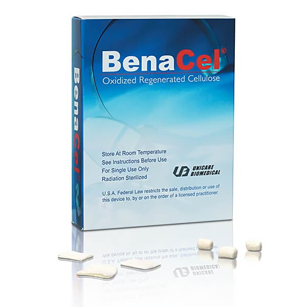 BenaCel Hemostatic Gauze, Oxidized Regenerated Cellulose, 15mm x 15mm, 12/Pk - BenaCel Hemostatic Gauze 15mm x 15mm 12/Pk - Image 1