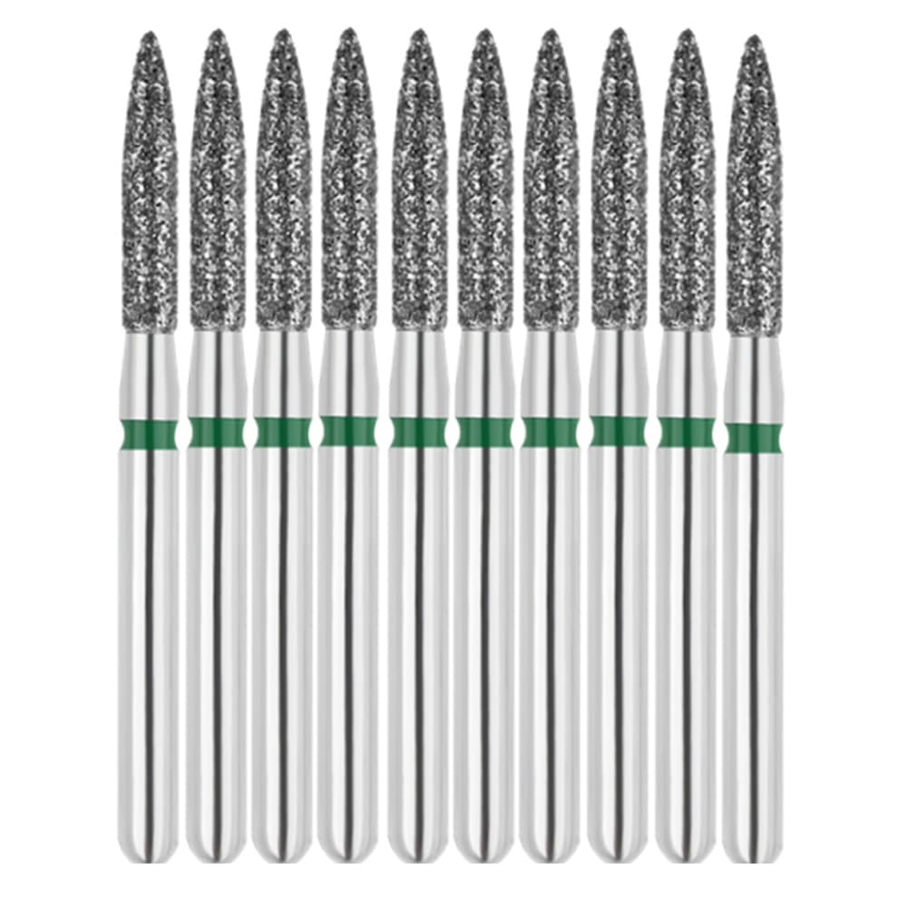 Vakker FG #862.014 Coarse Grit Flame Shaped Diamond Bur, 10/Pk - Vakker FG #862.014 Coarse Grit Flame Shaped Diamond Bur, 10/Pk - Image 1