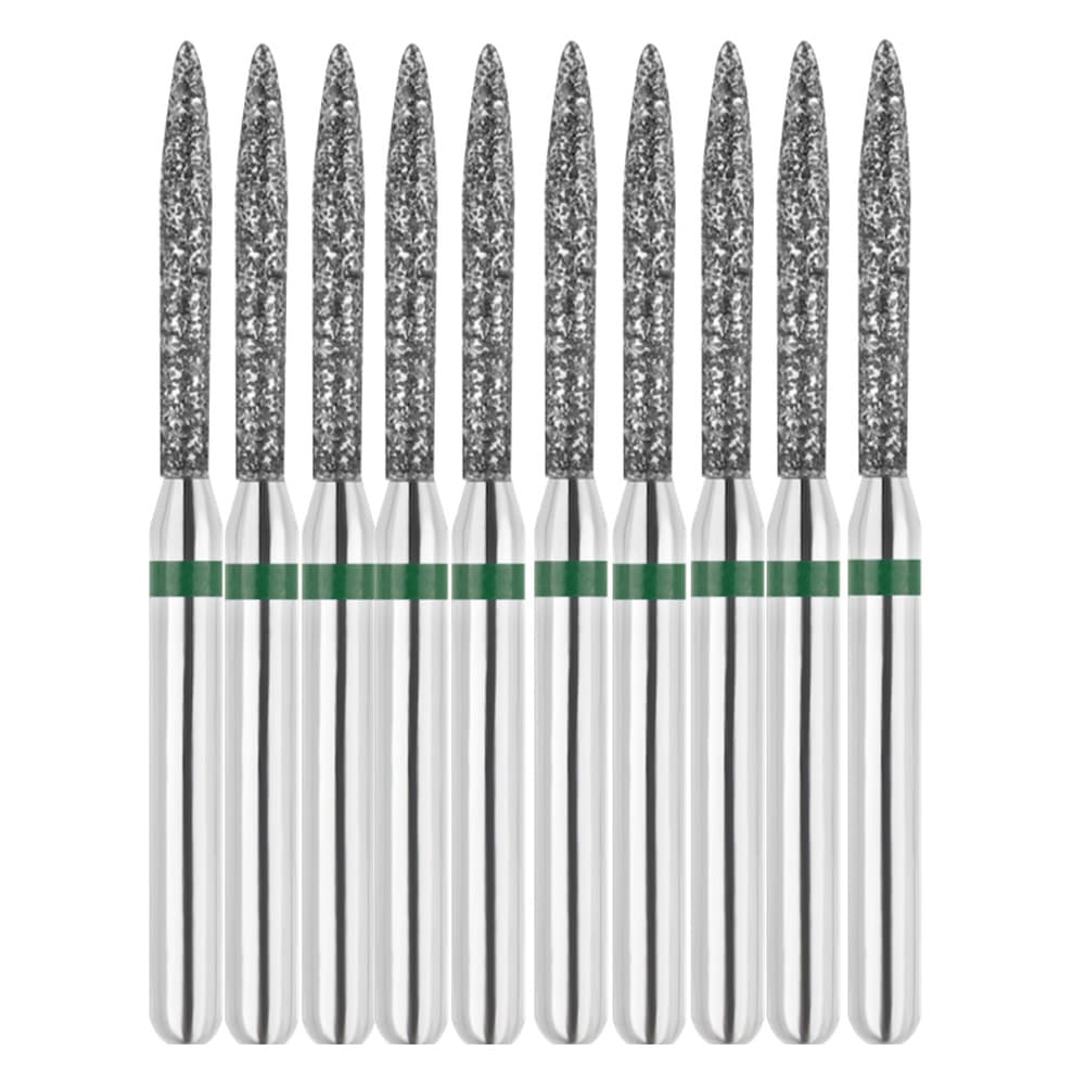 Vakker FG #863.010 Coarse Grit Flame Shaped Diamond Bur, 151 µm, 1.0 mm Head Diameter, 10/Pk - Vakker FG #863.010 Coarse Grit Flame Shaped Diamond Bur, 10/Pk - Image 1