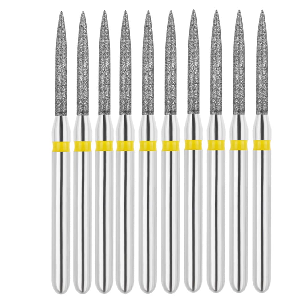 Vakker FG #862.010 Super Fine Grit Flame Shaped Diamond Bur, 28µm, 1.0mm Head Diameter, 10/Pk - Vakker FG #862.010 Super Fine Grit Flame Shaped Diamond Bur, 10/Pk - Image 1