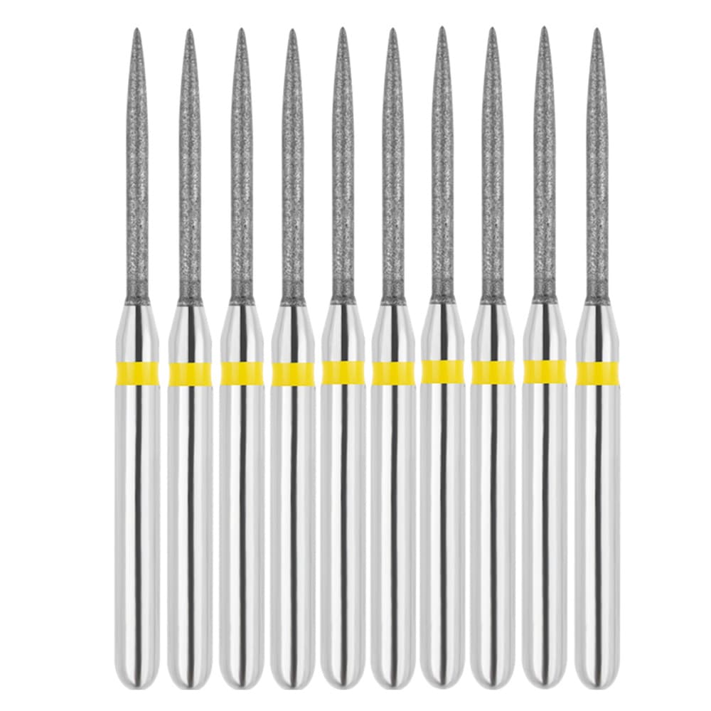 Vakker FG #863.010 Super Fine Grit Flame Shaped Diamond Bur, 28µm, 1.0mm Head Diameter, 10/Pk - Vakker FG #863.010 Super Fine Grit Flame Shaped Diamond Bur, 10/Pk - Image 1