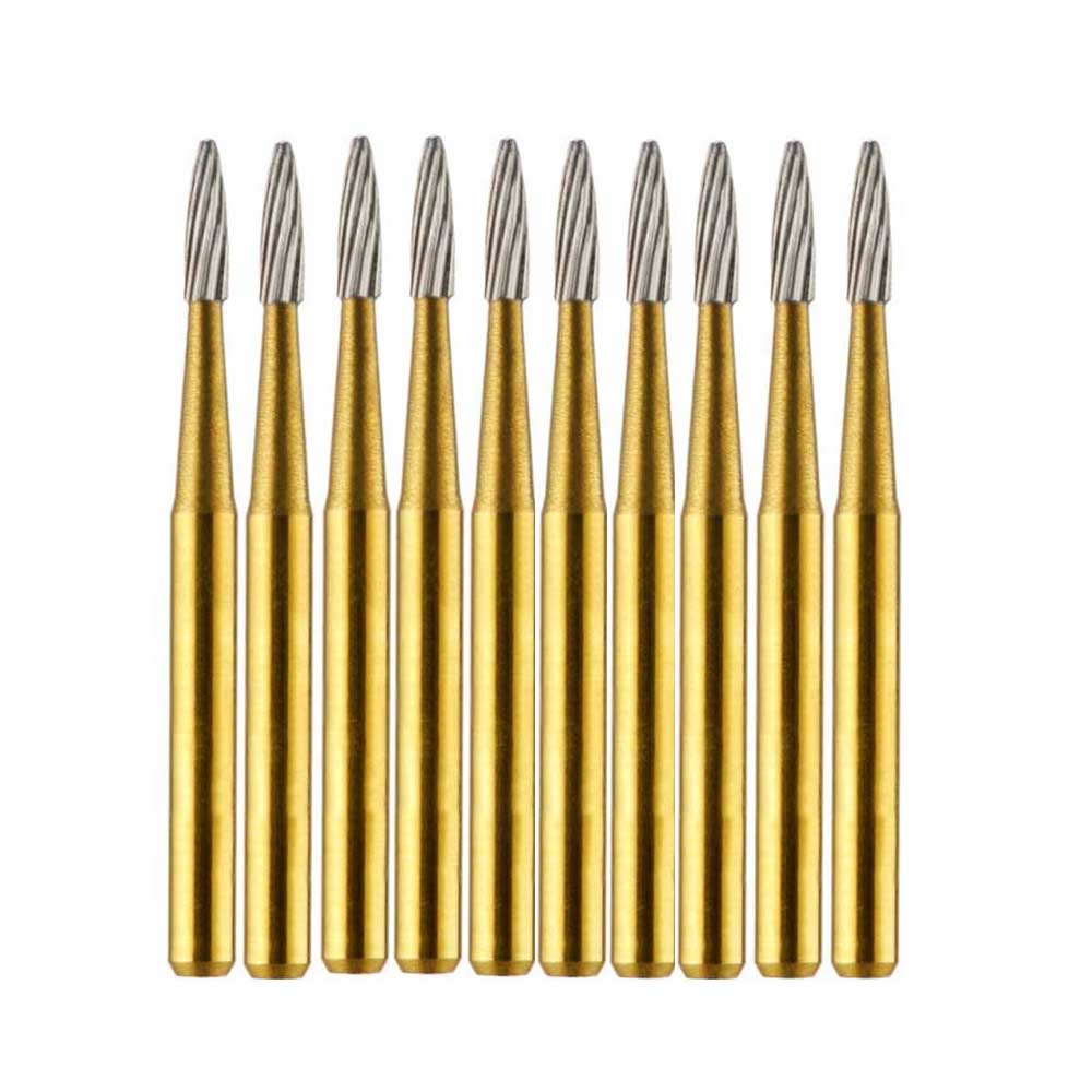Vakker FG #7802 Bullet Shaped 12 Blade Trimming and Finishing Burs, 10/Pack - Vakker FG #7802 Bullet Shaped 12 Blade Trimming and Finishing Burs, 10/Pk - Image 1
