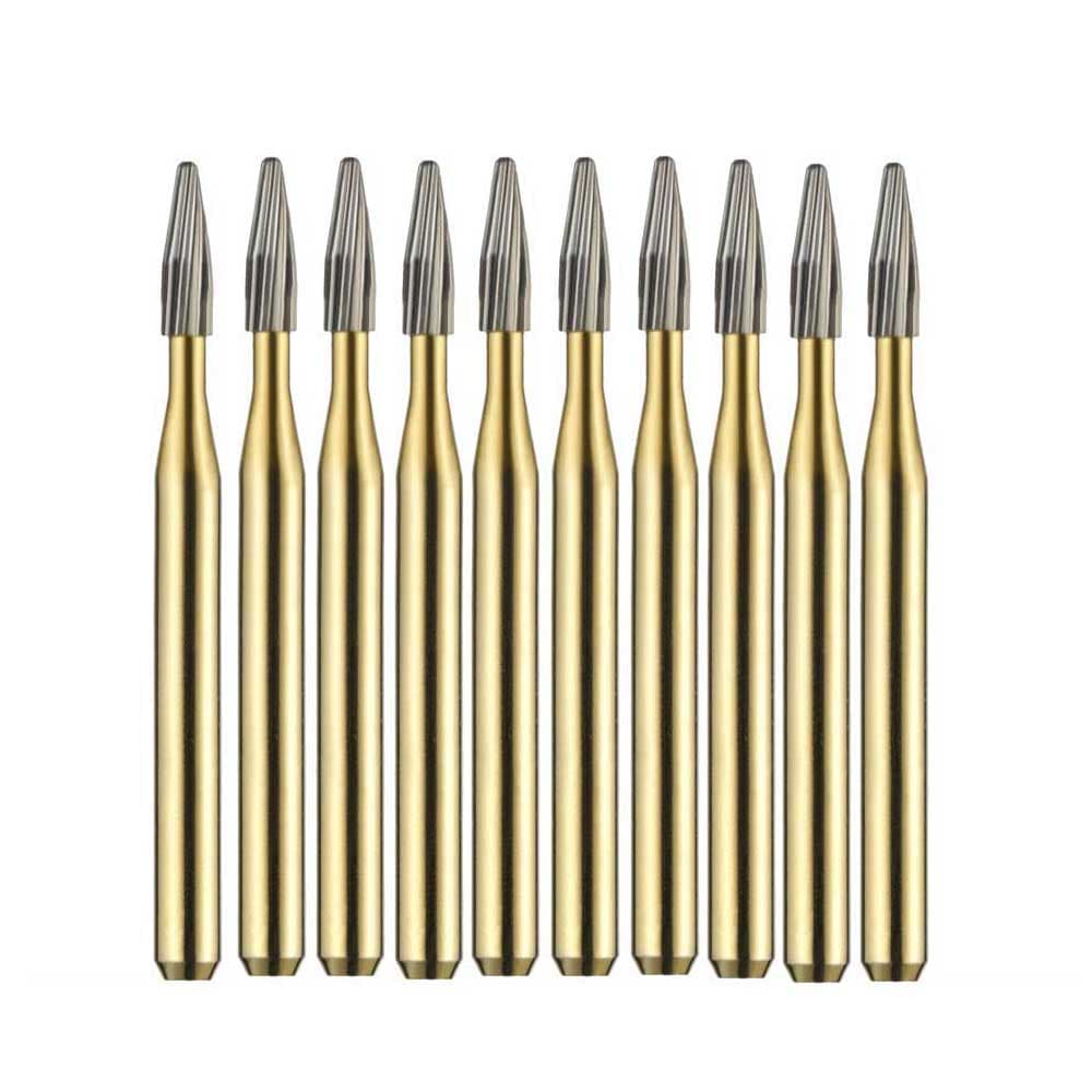 Vakker FG #7803 Bullet Shaped 12 Blade Trimming and Finishing Burs, 10/Pack - Vakker FG #7803 Bullet Shaped 12 Blade Trimming and Finishing Burs, 10/Pk - Image 1