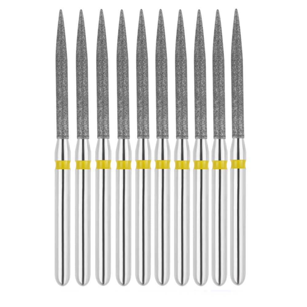 Vakker FG #889.010 Super Fine Grit Flame Shaped Diamond Bur, 28µm, 1.0mm Head Diameter, 10/Pk - Vakker FG #889.010 Super Fine Grit Flame Shaped Diamond Bur, 10/Pk - Image 1