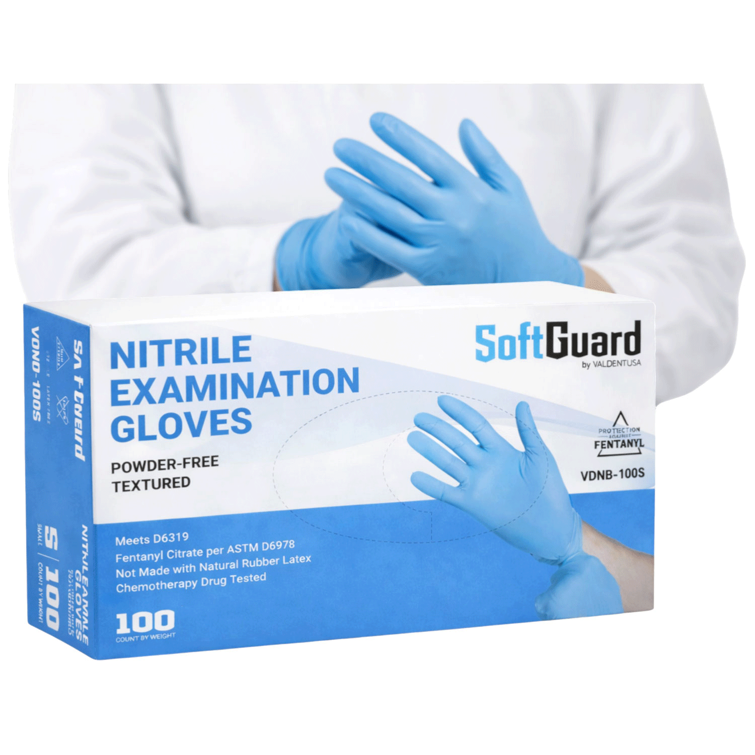 SoftGuard Nitrile Exam Gloves, Powder-Free, Non-Sterile, Extra Small, Blue, 100/Box - SoftGuard Nitrile Exam Gloves, Powder-Free, Extra Small, Blue, 100/Box - Image 1