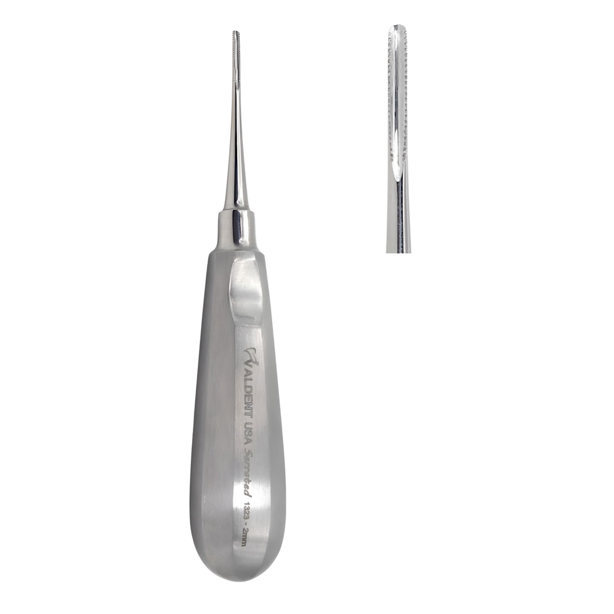 Valdent USA 2.00mm Dental Surgical Root Elevator with Serrated Tips, Straight, 1/Pk - Valdent USA 2.00mm Dental Surgical Root Elevator w/ Serrated Tips, 1/Pk - Image 1