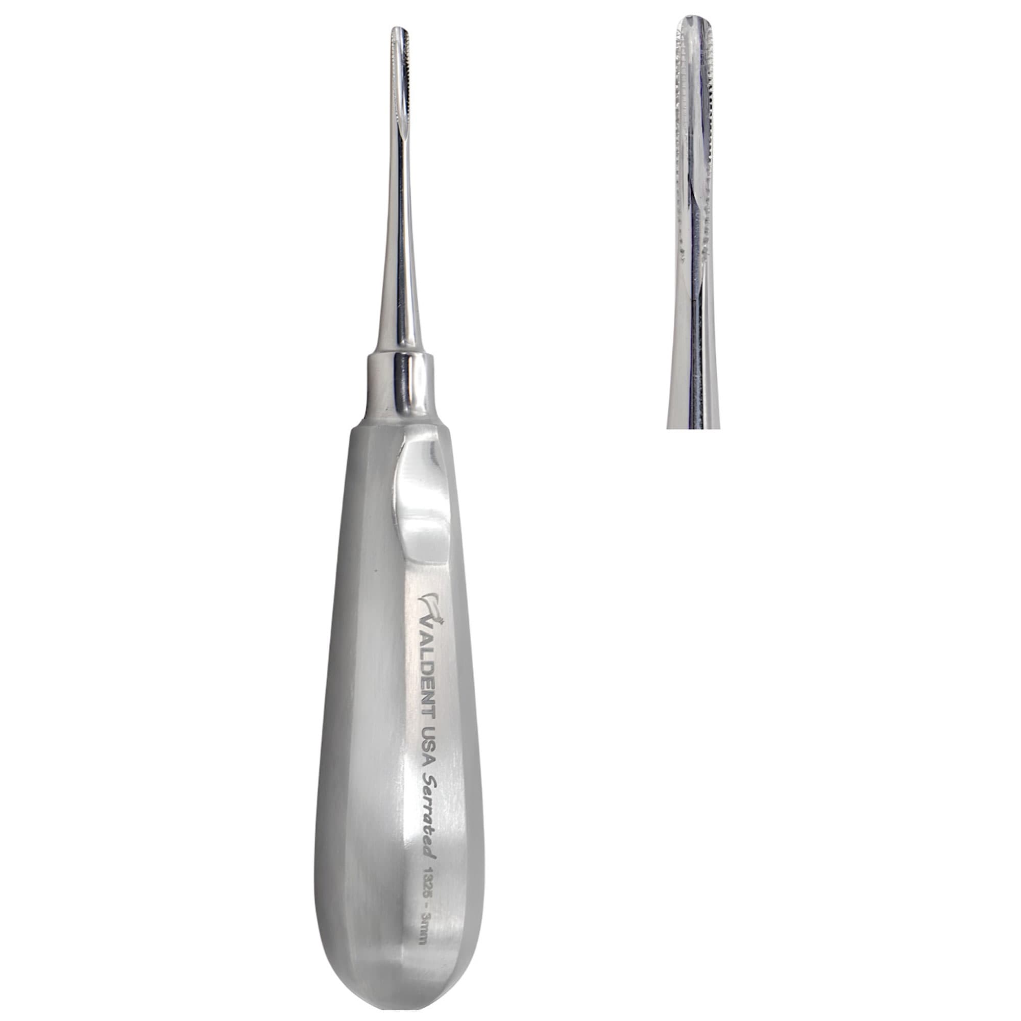 Valdent USA 3.00mm Dental Surgical Root Elevator with Serrated Tips, Straight, 1/Pk - Valdent USA 3.00mm Dental Surgical Root Elevator w/ Serrated Tips, 1/Pk - Image 1