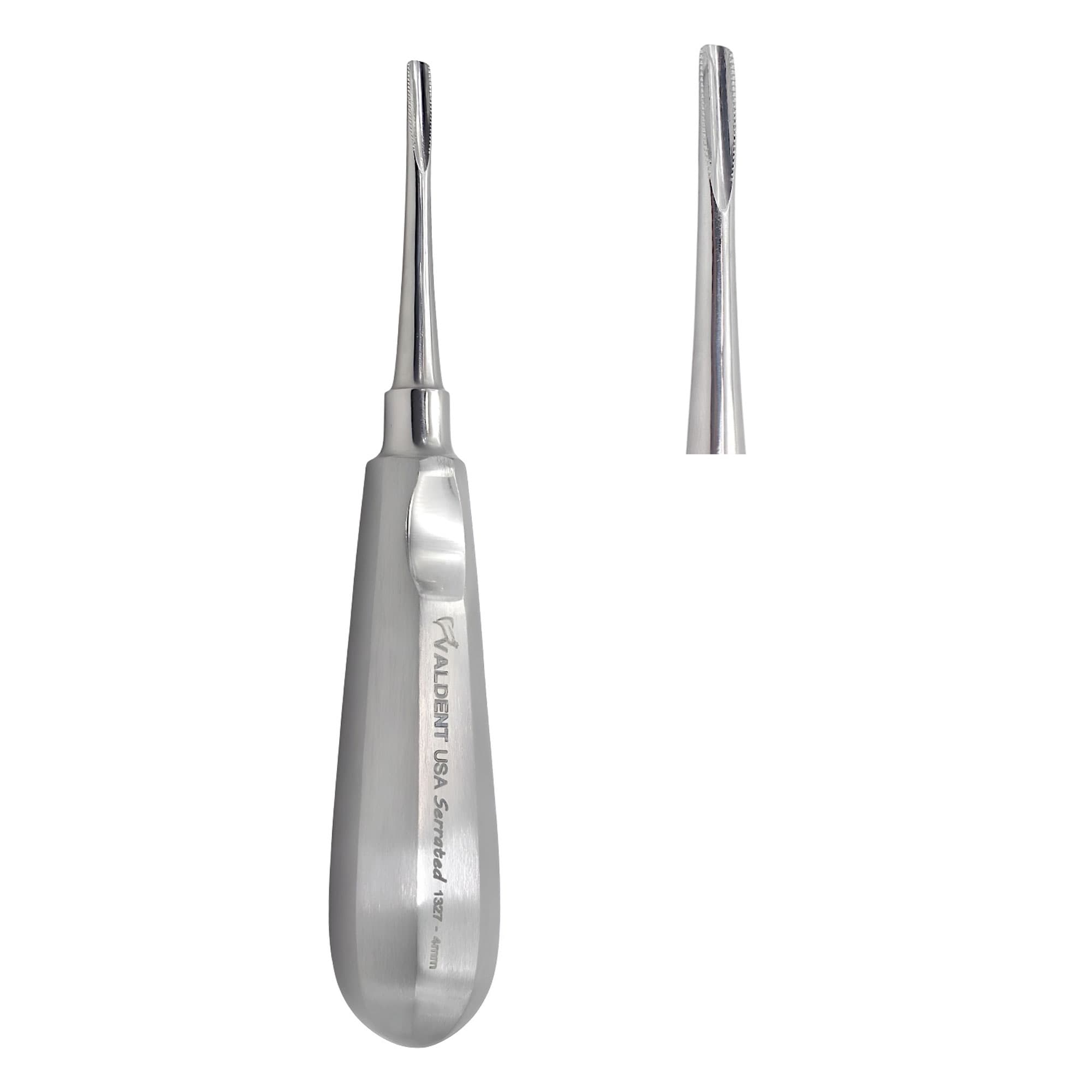 Valdent USA 4.00mm Dental Surgical Root Elevator with Serrated Tips, Straight, 1/Pk - Valdent USA 4.00mm Dental Surgical Root Elevator w/ Serrated Tips, 1/Pk - Image 1