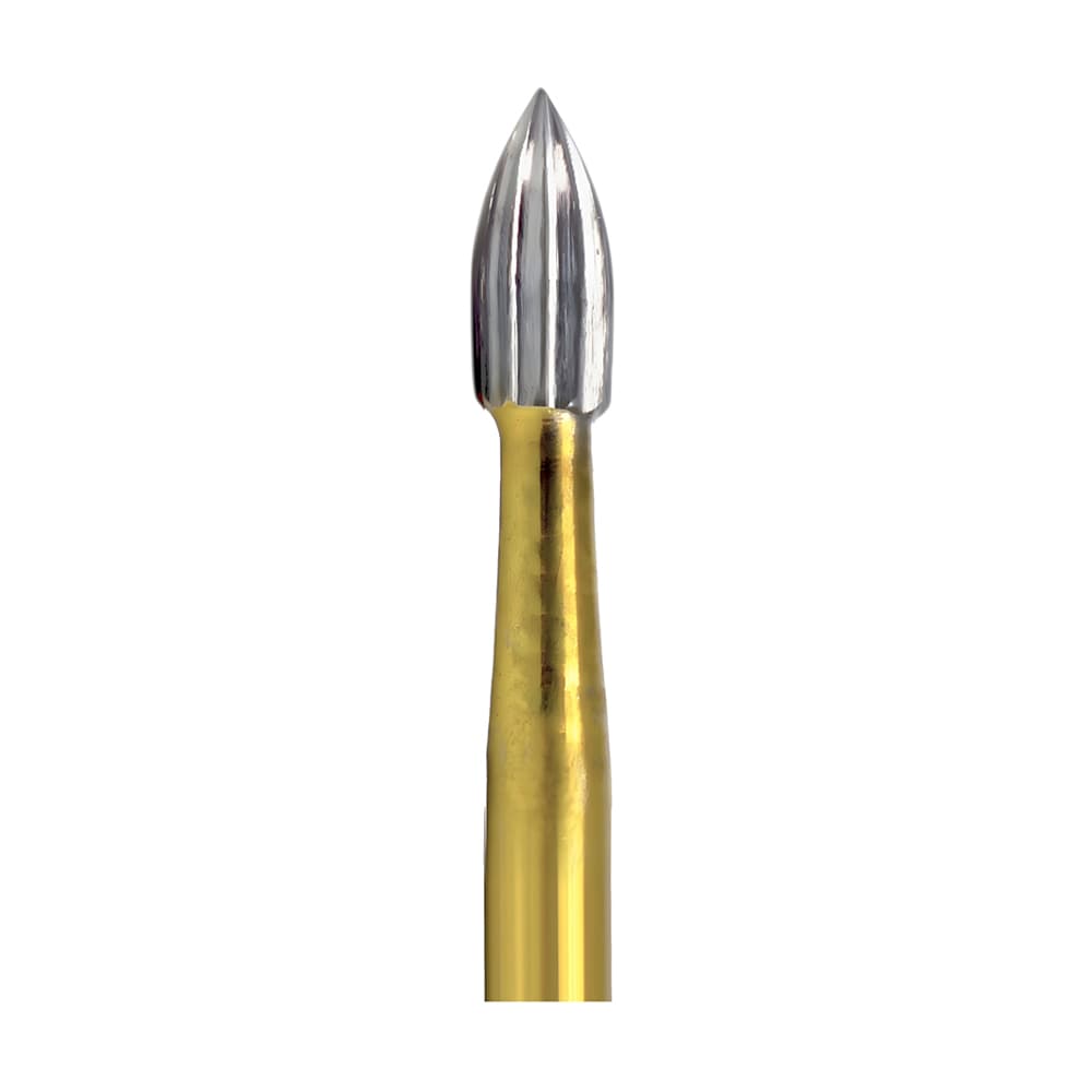 Valdent USA FG #7106 Flame Shaped 12 Blade Trimming and Finishing Bur, 5/Pk - Valdent USA FG #7106 Flame Shaped 12 Blade Trimming and Finishing Bur, 5/Pk - Image 1