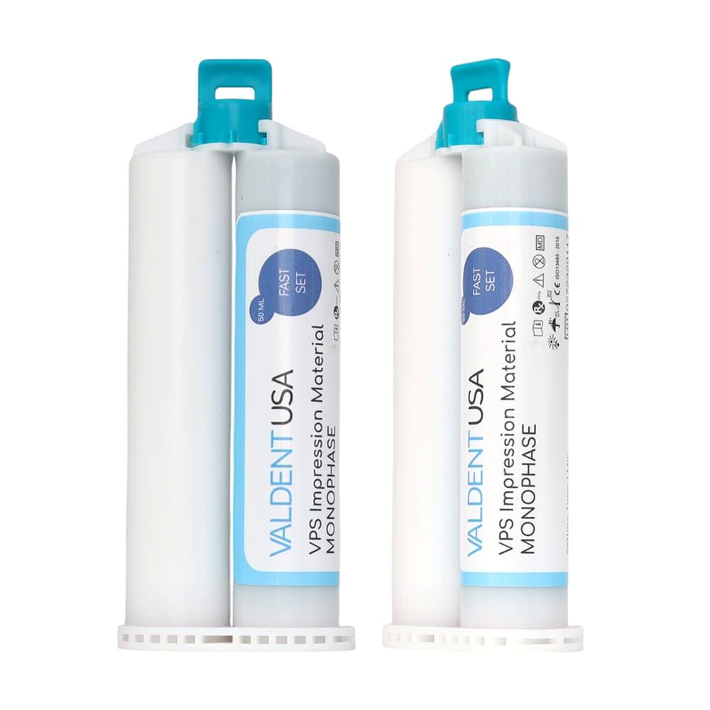 Valdent USA Fast Set VPS Impression Material, Monophase, 50mL Cartridges, 2/Pk - Valdent USA Fast Set VPS Impression Material, Monophase, 50mL Cartridges, 2/Pk - Image 1