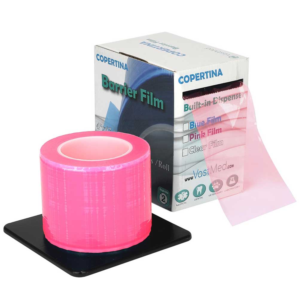 VastMed 4" x 6" Barrier Film, Pink, 1200 Sheets, 1 Roll - VastMed 4" x 6" Barrier Film, Pink, 1200 Sheets, 1 Roll - Image 1