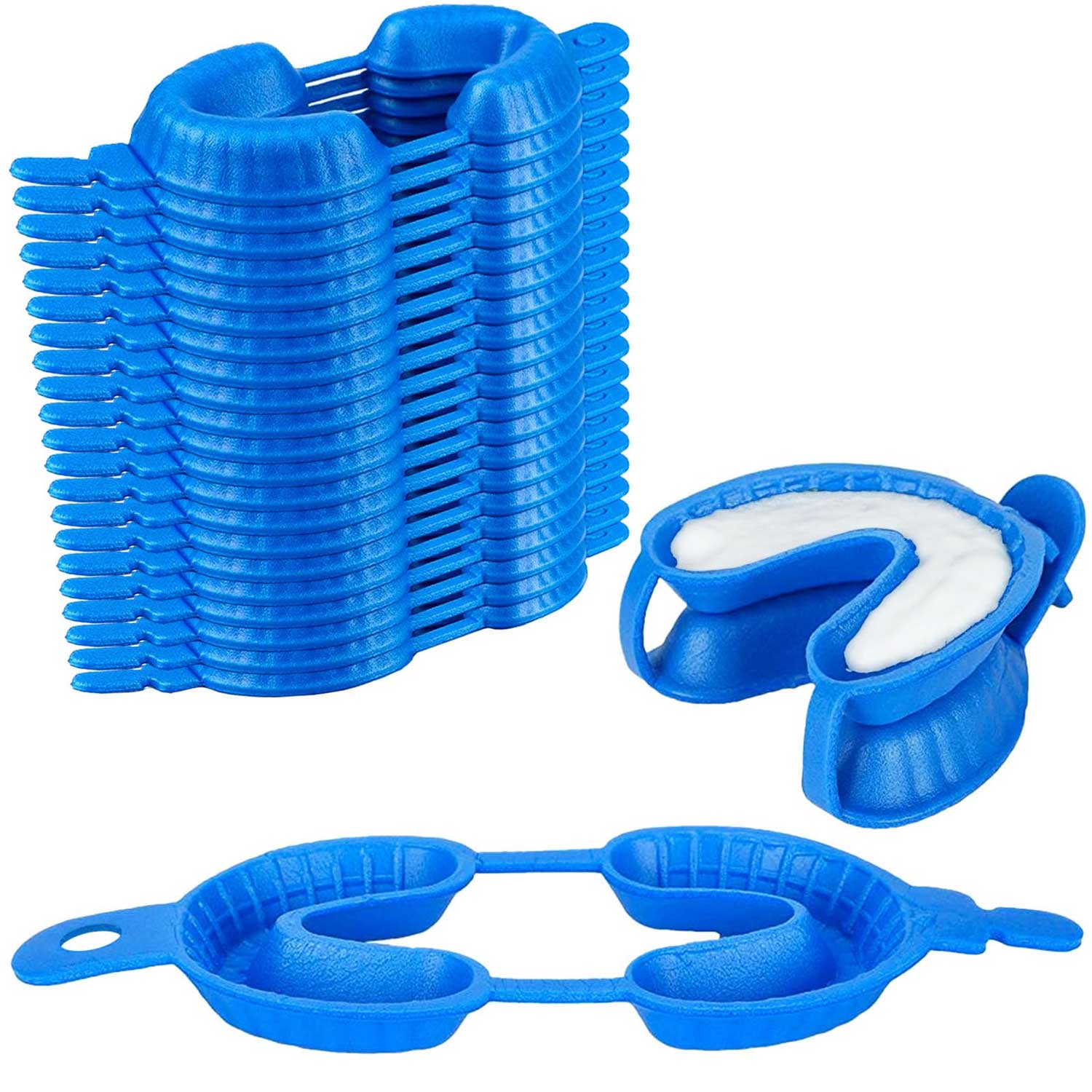 VastMed Disposable Dental Fluoride Trays, Dual Arch Tray for Gel/Foam, Large, Blue, 100/Pk - VastMed Disposable Dental Fluoride Trays, Dual Arch Tray for Gel/Foam, Large, Blue, 100/Pk - Image 1
