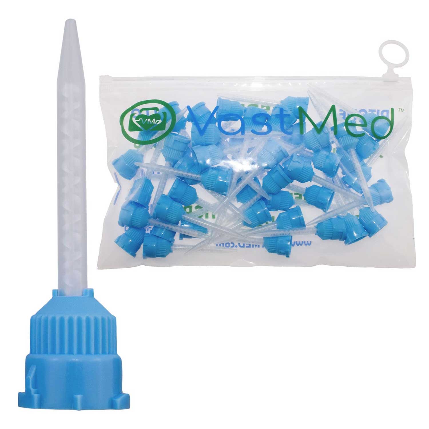 VastMed 76mm 1:1 Blue/White Mixing Tip, 50/Pk - VastMed 76mm 1:1 Blue/White Mixing Tip, 50/Pk - Image 1