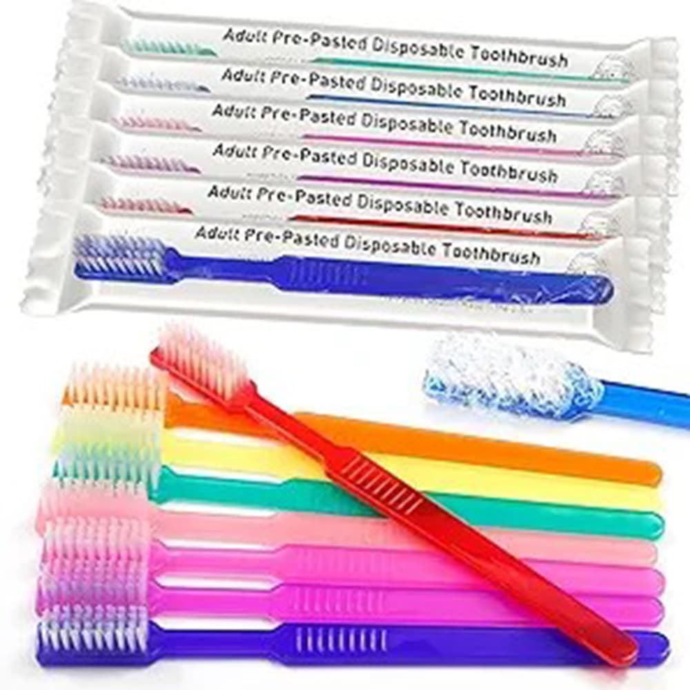 VastMed Pre-Pasted Toothbrush, Soft, Single Use, Assorted Colors, 200/Pk - VastMed Pre-Pasted Toothbrush, Soft, Single Use, Asst Color, 200/Pk - Image 1