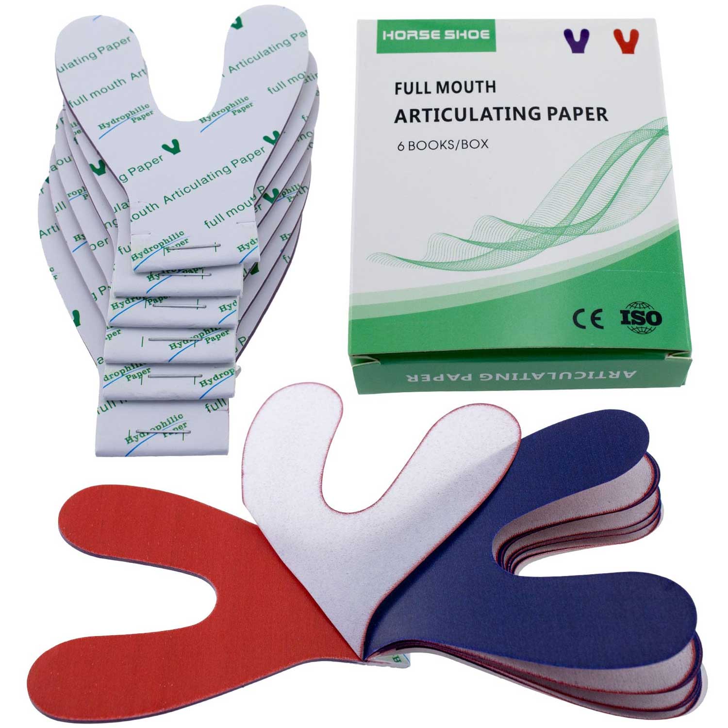 VastMed Articulating Paper, Red/Blue Horseshoe, Thick, 12 Sheets per Book, 6 Books per Box - VastMed Articulating Paper, Red/Blue Horseshoe, Thick, 12 Sheets per Book, 6 Books per Box - Image 1
