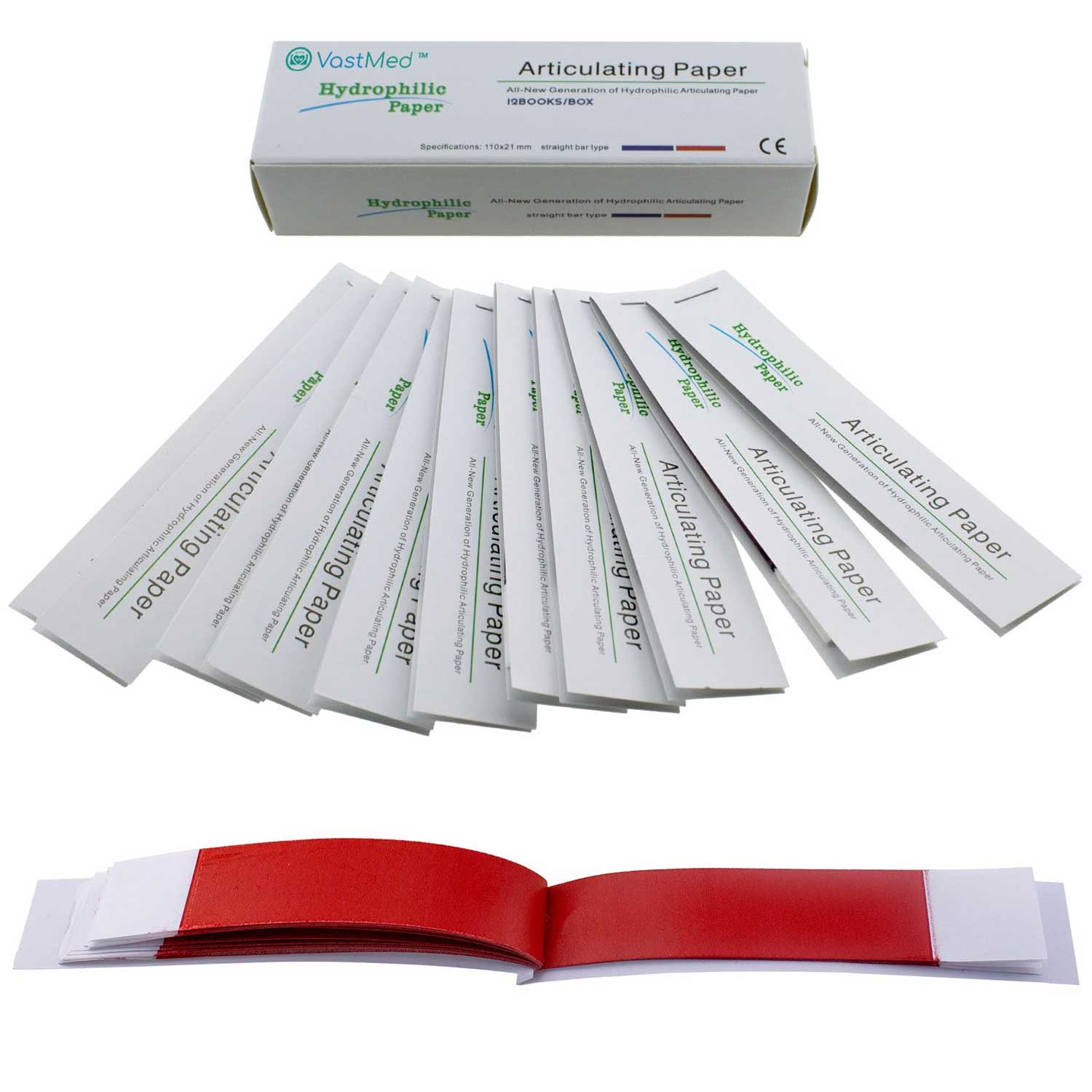 VastMed Articulating Paper, Red Double Sided, Thick, 15 Sheets per Book, 12 Books per Box - VastMed Articulating Paper, Red Double Sided, Thick, 15 Sheets per Book, 12 Books per Box - Image 1