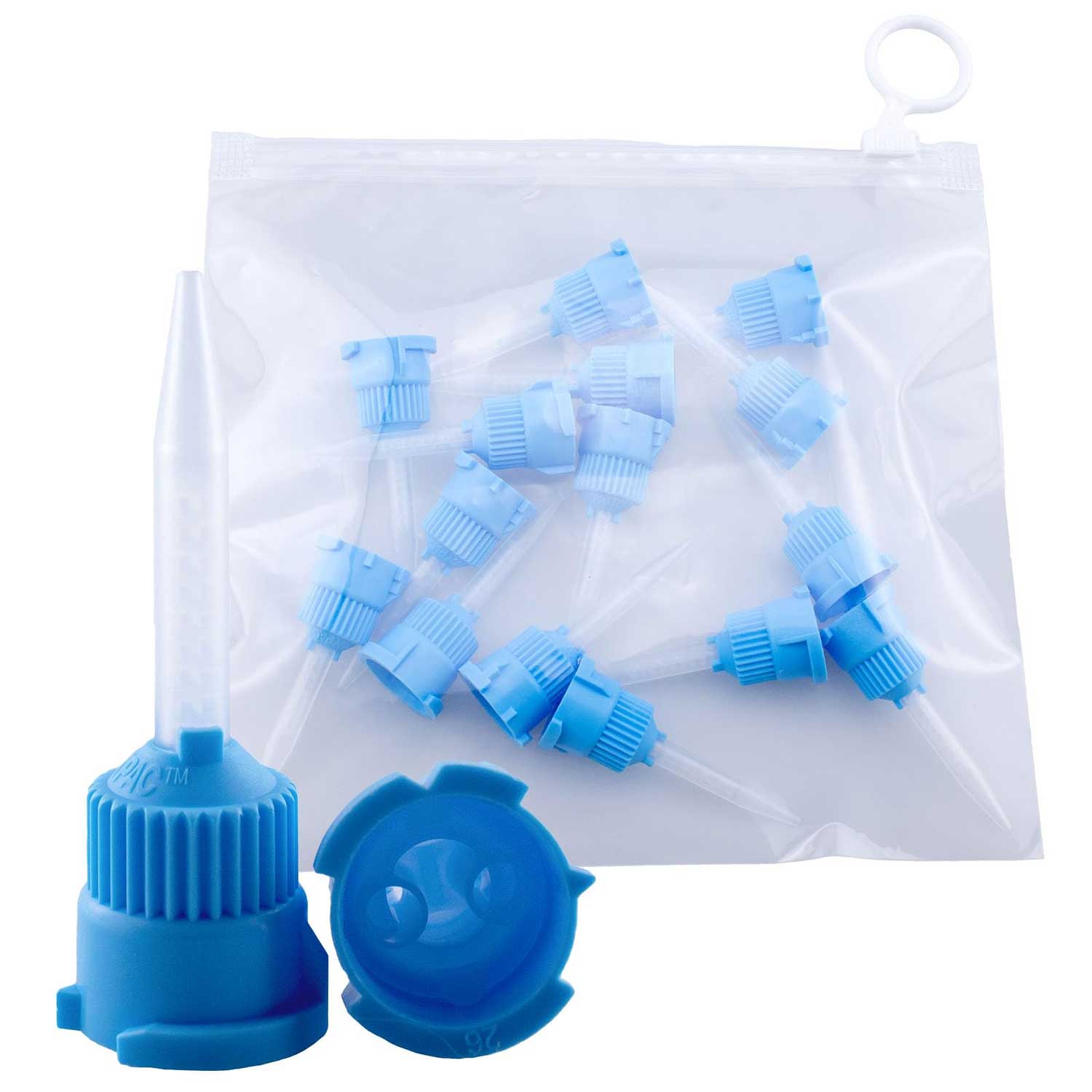 VastMed Blue/White Short T-Style Mixing Tips, 15/Pack - VastMed Blue/White Short T-Style Mixing Tips, 15/Pk - Image 1