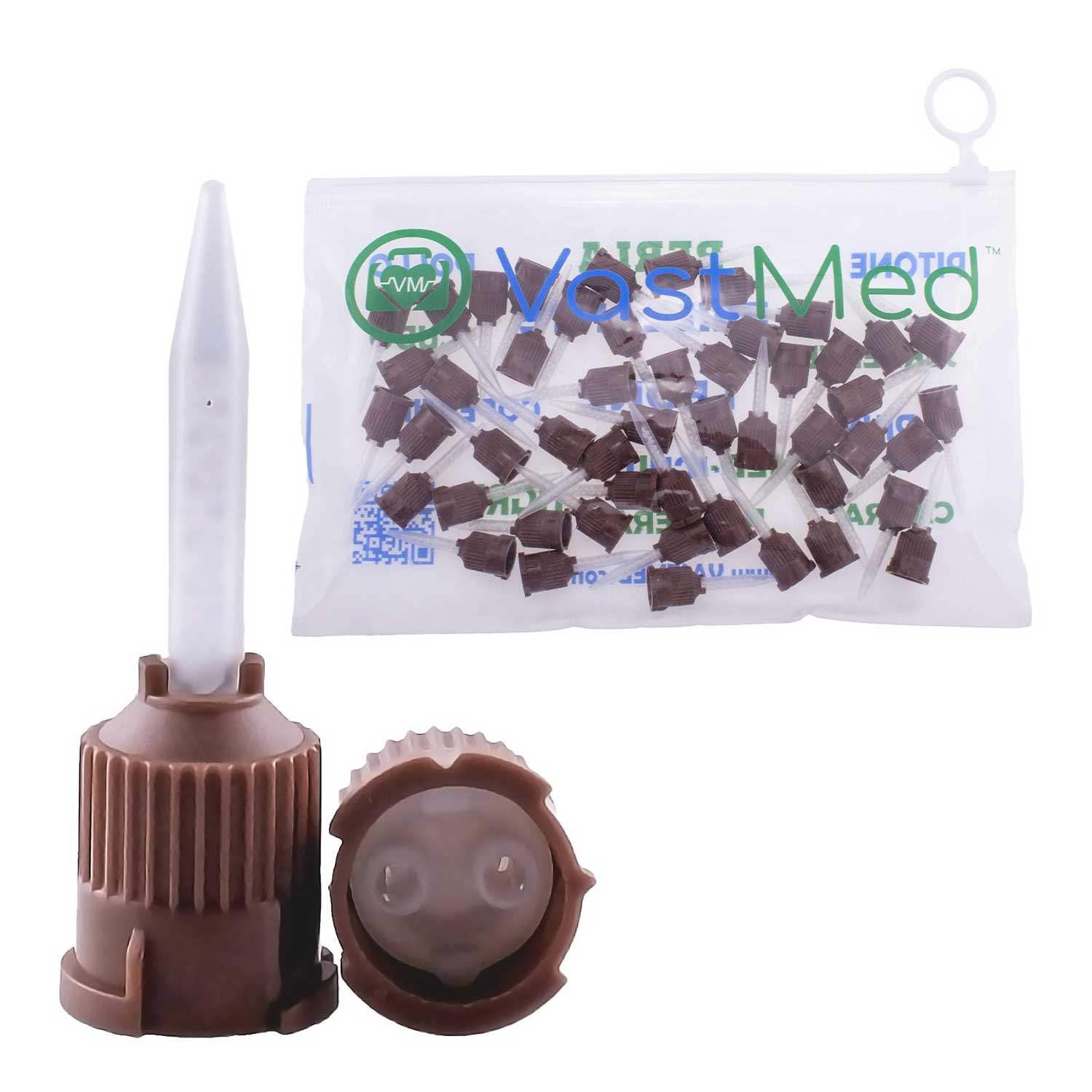 VastMed 1:1 Brown/White Cement Mixing Tips, 50/Pk - VastMed 1:1 Brown/White Cement Mixing Tips, 50/Pk - Image 1