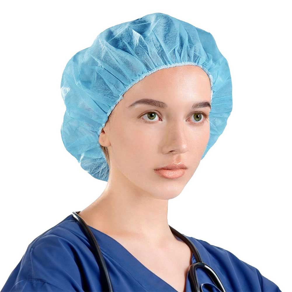 VastMed 21" Bouffant Caps, Non-Pleated, 35gsm, Blue, 50/Pk - VastMed 21" Bouffant Caps, Non-Pleated, 35gsm, Blue, 50/Pk - Image 1