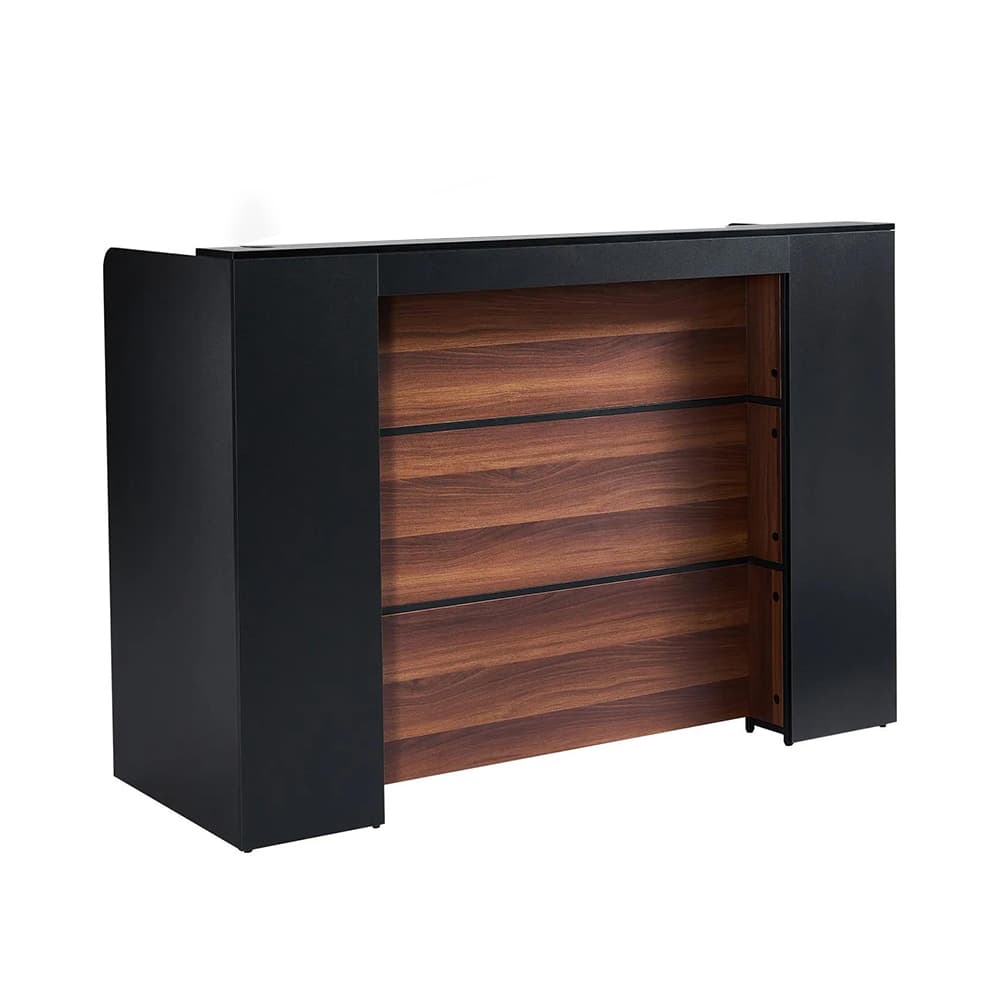 Vevor MDF Reception Desk, Without Drawer, Black and Brown, 1/Pk - Vevor MDF Reception Desk, Without Drawer, Black and Brown, 1/Pk - Image 1