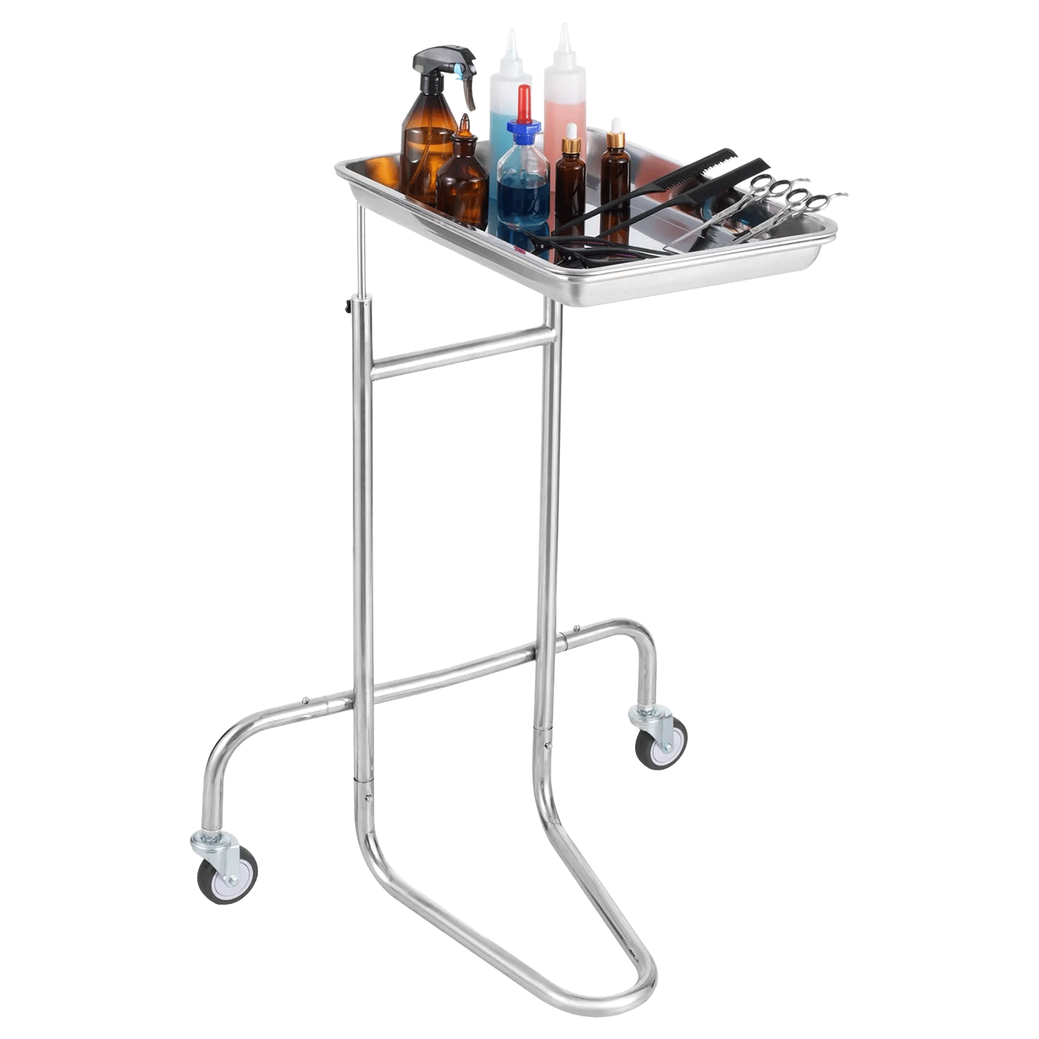 Vevor Stainless Steel Lab Cart with Single Tray, Adjustable Height, 1/Pk - Vevor Stainless Steel Lab Cart w/Single Tray, Adjustable Height, 1/Pk - Image 1