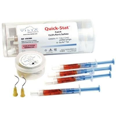 Quick-Stat FS Hemostatic Gel 4-Pack, 15.5% Ferric Sulfate, 4 x 1.2 mL Prefilled Syringes with 8 Stat-Flo Tips - Quick-Stat FS 4-Pack. 15.5% Ferric Sulfate Hemostatic Gel. Kit contains: 4 - Image 1