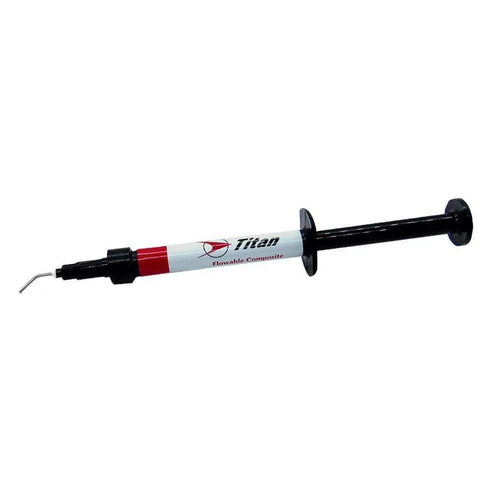 Titan Flowable Composite, Shade B1, 1.5 g Syringe, 1/Pk, with 5 Pre-Bent Tips - Titan Flowable Composite Shade B1, 1.5 gm Syringe, 1/Pk. Includes: - Image 1
