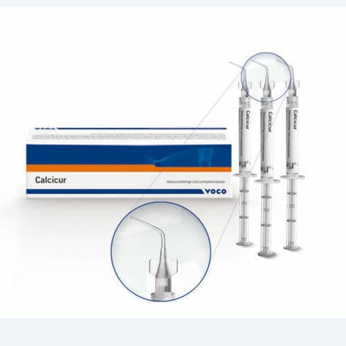 Calcicur Calcium Hydroxide Paste, 3 x 2 mL Syringes, Radiopaque, Water-Based (Voco) - Calcicur Calcium Hydroxide Paste, 3 - 2 mL Syringes. Calcium Hydroxide Paste - Image 1