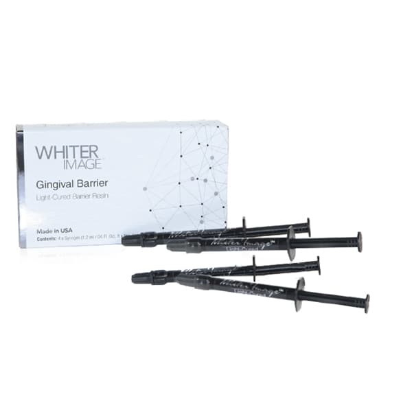 Whiter Image Light-Cured Gingival Barrier Resin, 4 x 1.2 ml Syringes with 8 Applicator Tips - Whiter Image Light-Cured Gingival Barrier Resin 4x 1.2 ml Syringes, 8 - Image 1