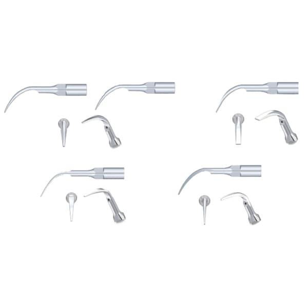 DTE Ultrasonic Scaler Silver Tips Assorted (5/Pk) - Includes PD1, 2xGD1, GD2, GD4 - DTE Ultrasonic Scaler Silver Tips Assorted - 5/Pk. Includes: 1 x Perio scaling - Image 1