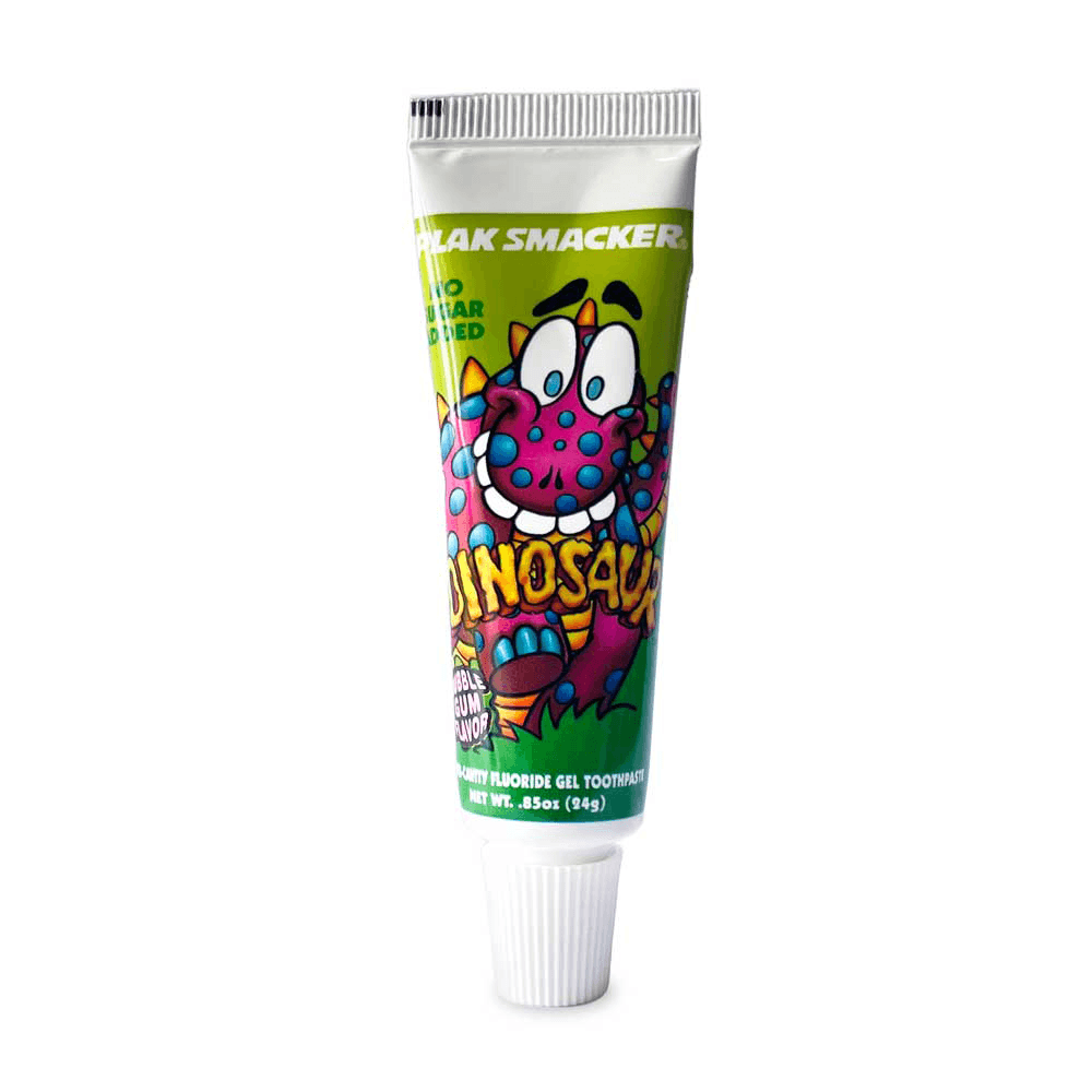 Plak Smacker Dinosaur Travel Toothpaste, Bubblegum, 0.85 oz., 12/Pk - Plak Smacker Dinosaur Travel Toothpaste, Bubblegum, 0.85 oz., 12/Pk - Image 1