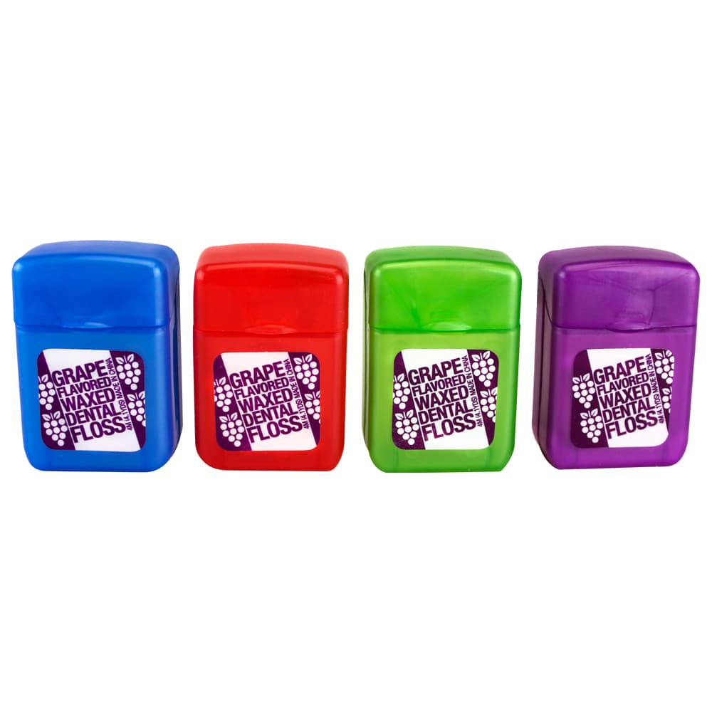 Plak Smacker Grape Flavored Waxed Dental Floss, 4m (4.1 yd) per Pack, Assorted Colors, 144 Packs/Box - Grape Flavored Floss - 4m (144 ct) - Image 1