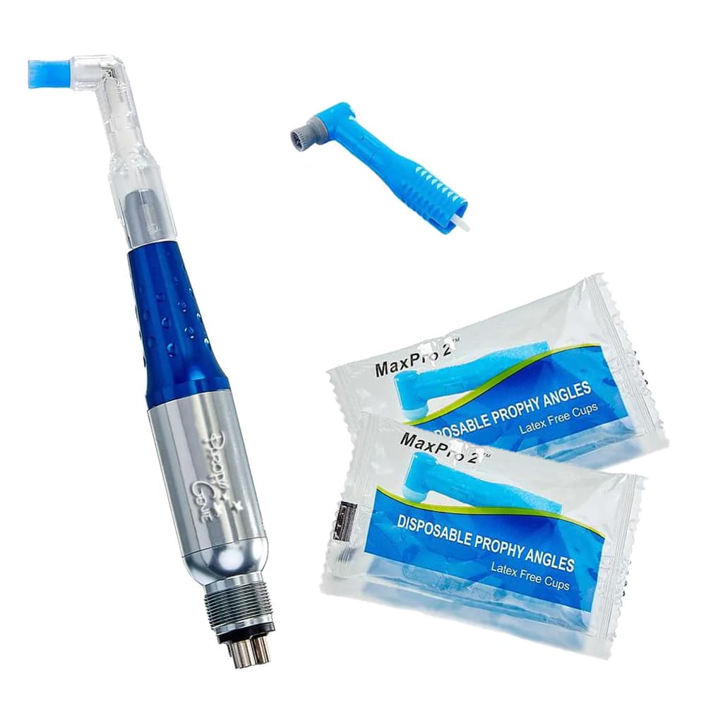 Prophy Genie Hygiene Handpiece with 1000 MaxPro 2 Prophy Cups, 5000 RPM, Lube-Free, 4-Hole - Prophy Genie Hygiene Handpiece w/1000 Prophy Cups. 5000 RPM, lube free, 4-hole - Image 1