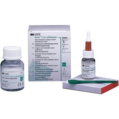 Ketac Cem P&L Radiopaque Glass Ionomer Luting Cement Intro Kit, 33g Powder/12ml Liquid with Mix Pad, #37201 - Ketac Cem P&L Radiopague #37201 - Image 1