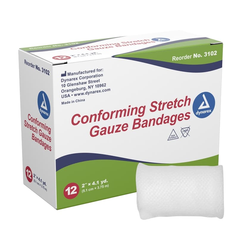 Dynarex Stretch Gauze Bandage Roll, 6", Non-Sterile, 6/Bx, #3106 - Stretch Gauze Bandage Roll 6" 6/Bx - Image 1